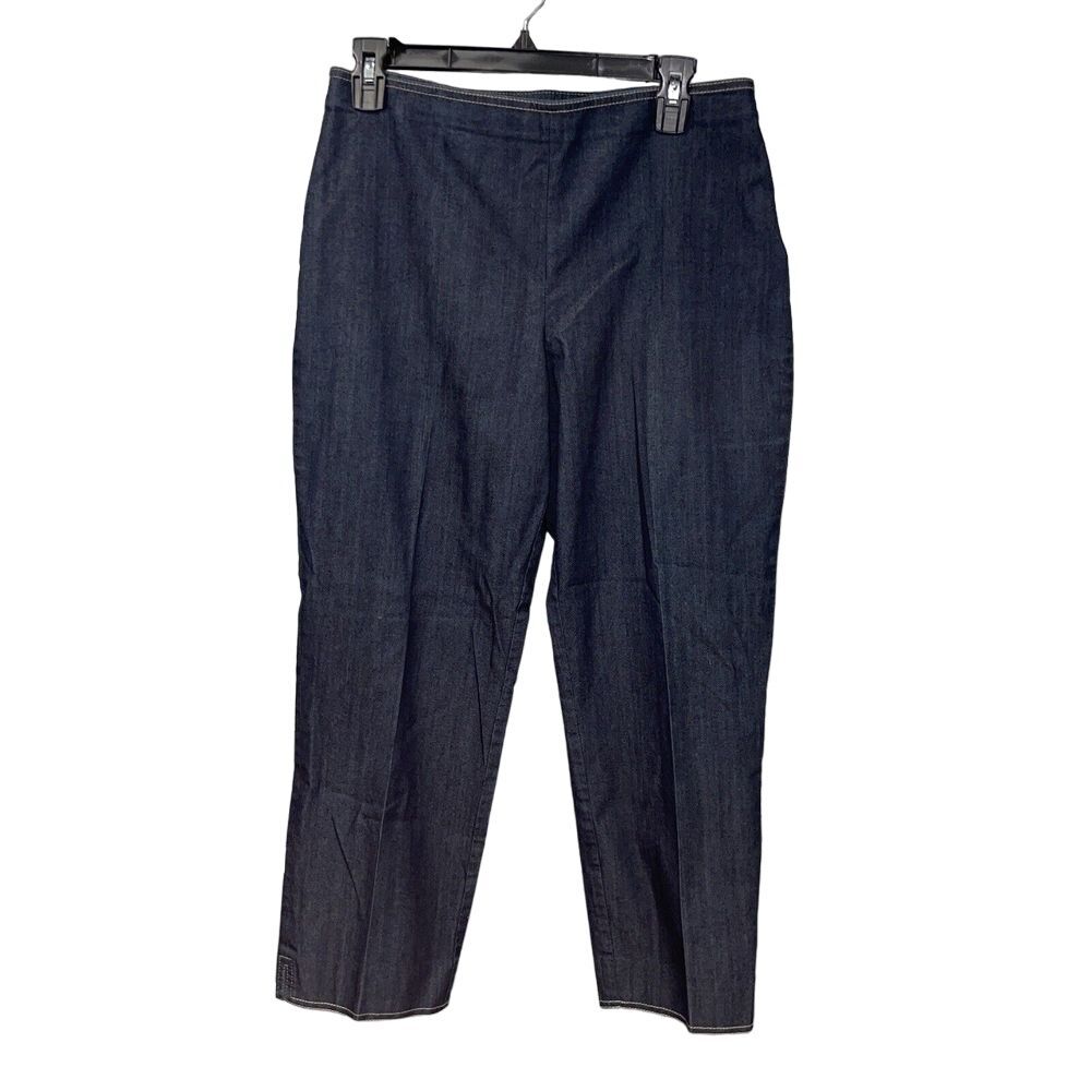St John Cropped Capri Pants Womens 8 Blue Side Zip Casual Denim Lightweight